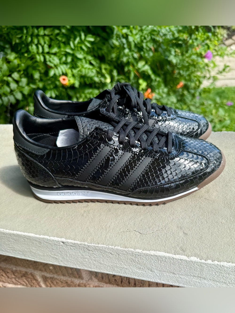 NWOB Adidas Originals SL 72 OG Trainers Black Snake Print 5.5 Women’s Sneakers